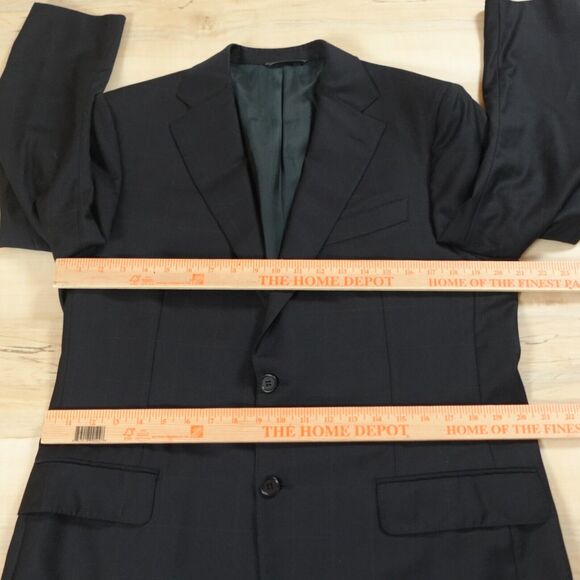 Trussini Men 40R Blazer Wool Three Button Single Breasted Navy Blue Window Pane - Picture 11 of 14